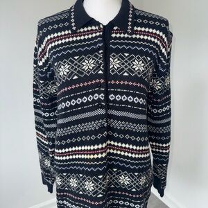 Esprit Collection Fair Isle Sweater Women’s Medium Navy‎ Cotton Wool Vintage